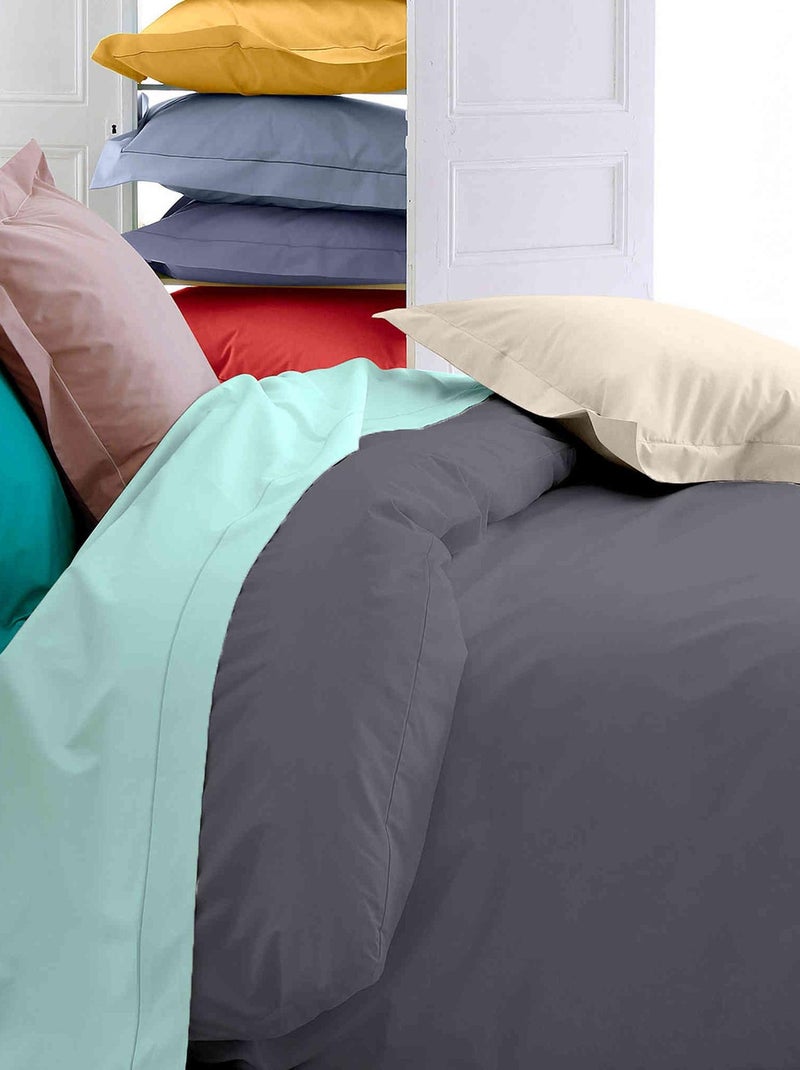 Housse de couette percale 140 x 200 cm unie gris anthracite - Kiabi