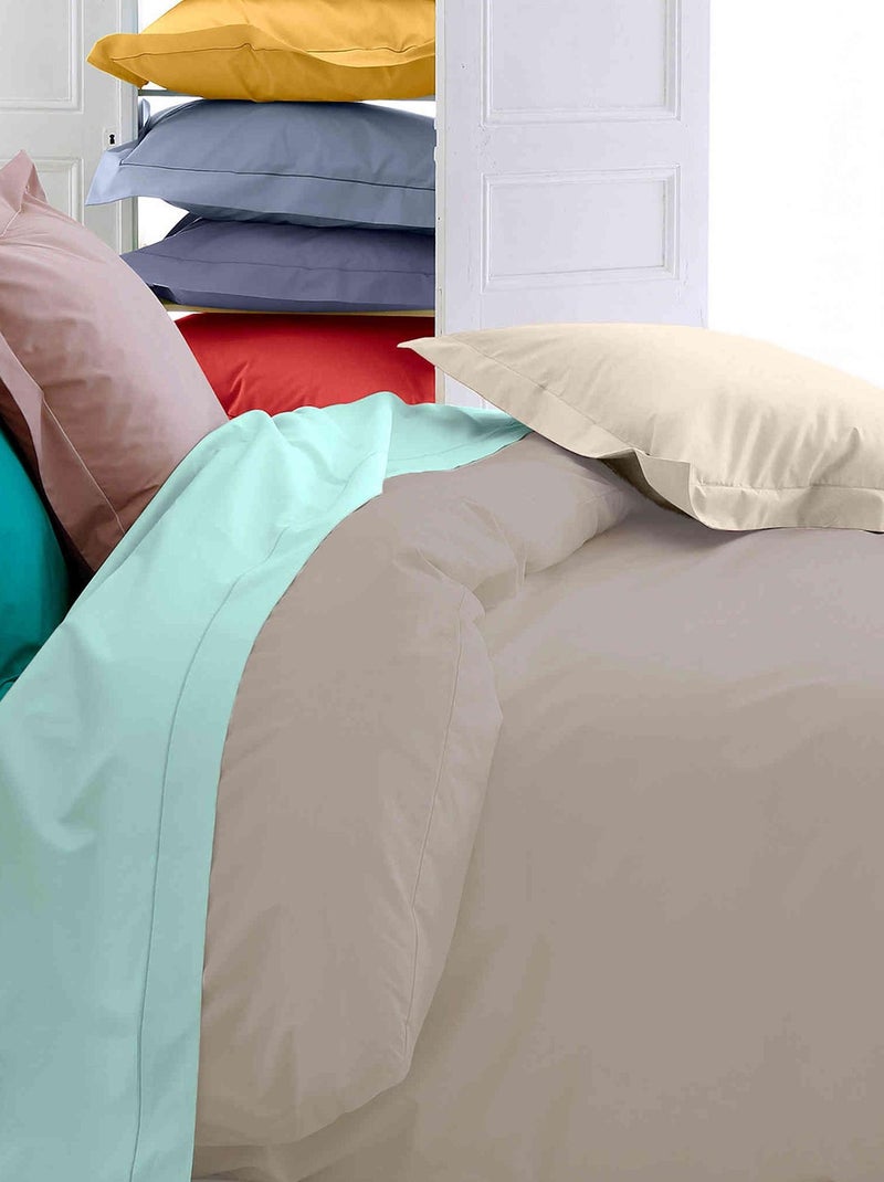 Housse de couette percale 140 x 200 cm unie Taupe - Kiabi