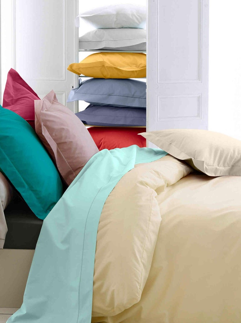 Housse de couette percale 200 x 200 cm unie Beige clair - Kiabi