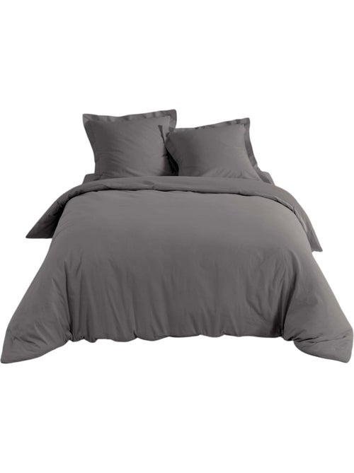 Housse de couette Percale 240 x 260 cm Percalines Anthracite - Kiabi Housse de couette Percale 240 x 260 cm Percalines Anthracite - Kiabi