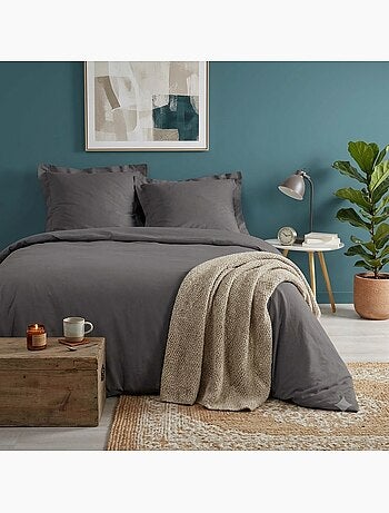 Housse de couette percale 240 x 260 cm percalines anthracite