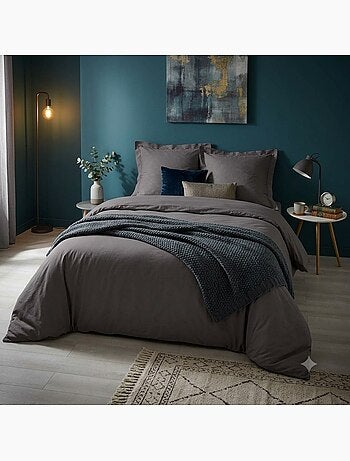 Housse de couette percale 240 x 260 cm percalines anthracite