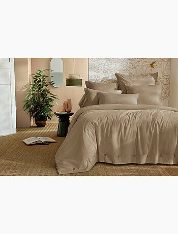 Housse de Couette Percale de Coton 120 Fils Unie PERRINE