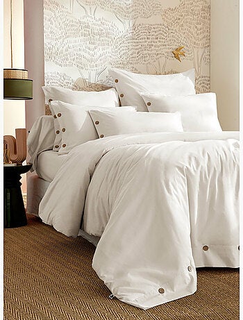 Housse de Couette Percale de Coton 120 Fils Unie PERRINE