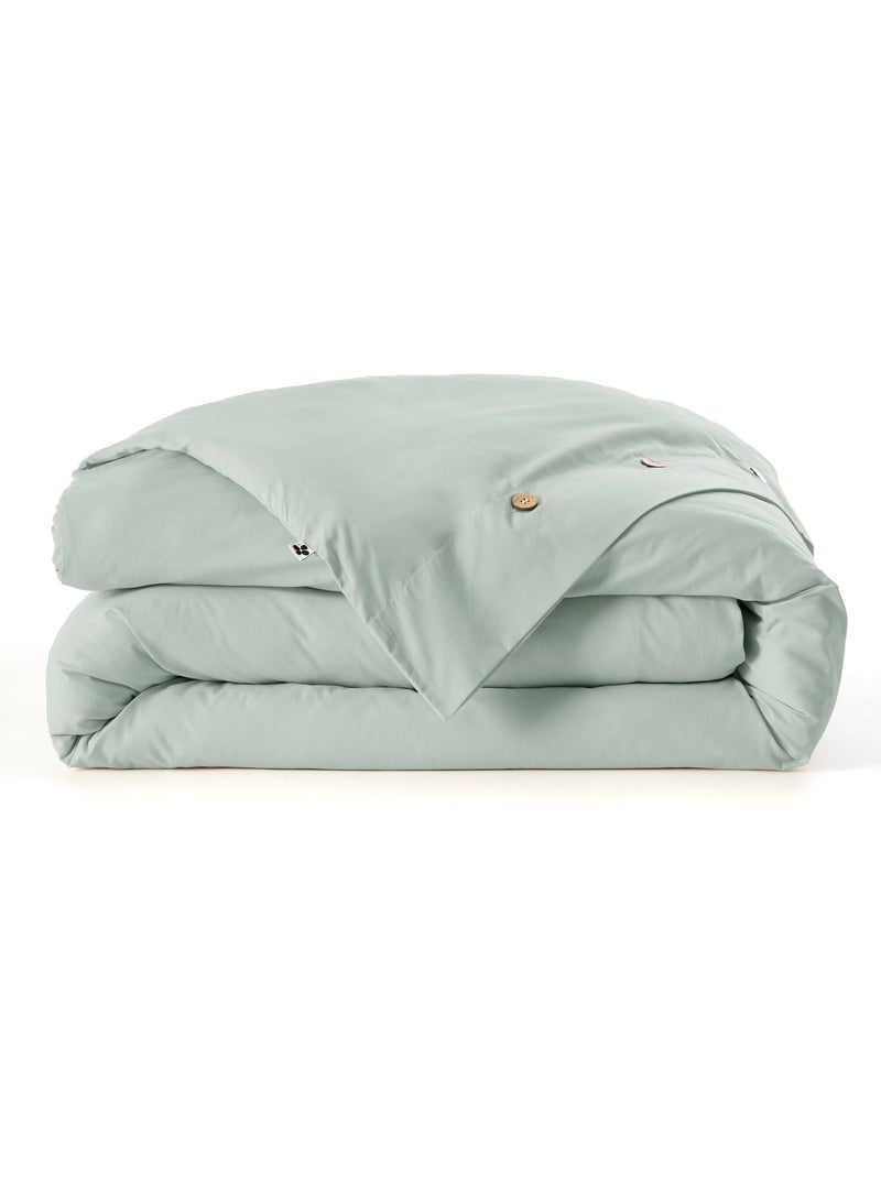 Housse de Couette Percale de Coton 120 Fils Unie PERRINE Bleu c?ladon - Kiabi