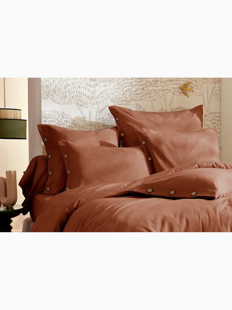 Housse de Couette Percale de Coton 120 Fils Unie PERRINE Tomette - Kiabi