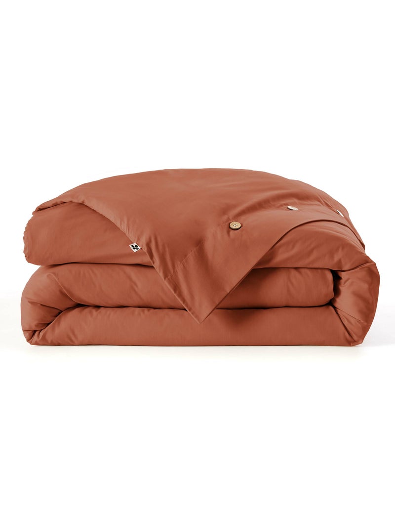 Housse de Couette Percale de Coton 120 Fils Unie PERRINE Tomette - Kiabi