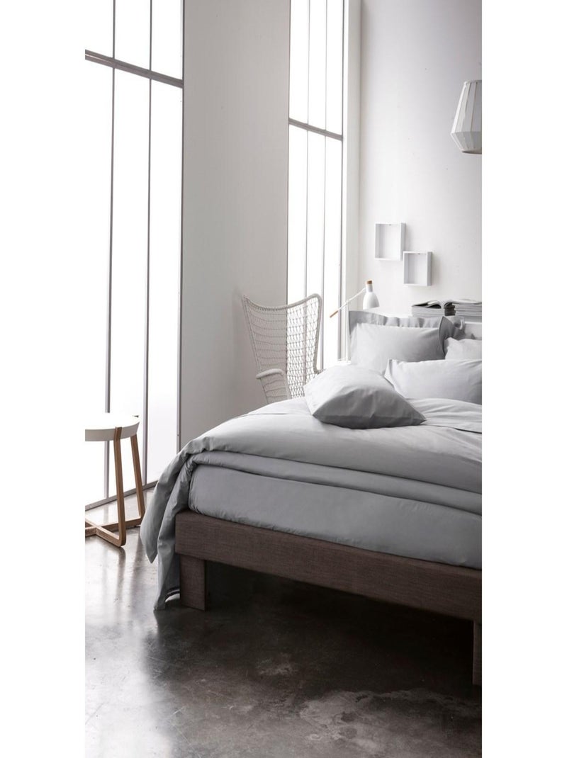 Housse de couette percale de coton 2 Personnes uni 57FILS Gris clair - Kiabi