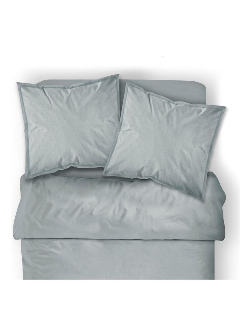 Housse de couette percale de coton 2 Personnes uni 57FILS Gris clair - Kiabi