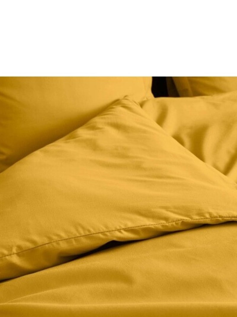 Housse de couette Percale de Coton 78fils LIA PROMO LINGE Jaune moutarde - Kiabi