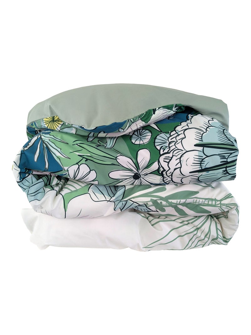 Housse de couette percale de coton collection BALI Vert - Kiabi