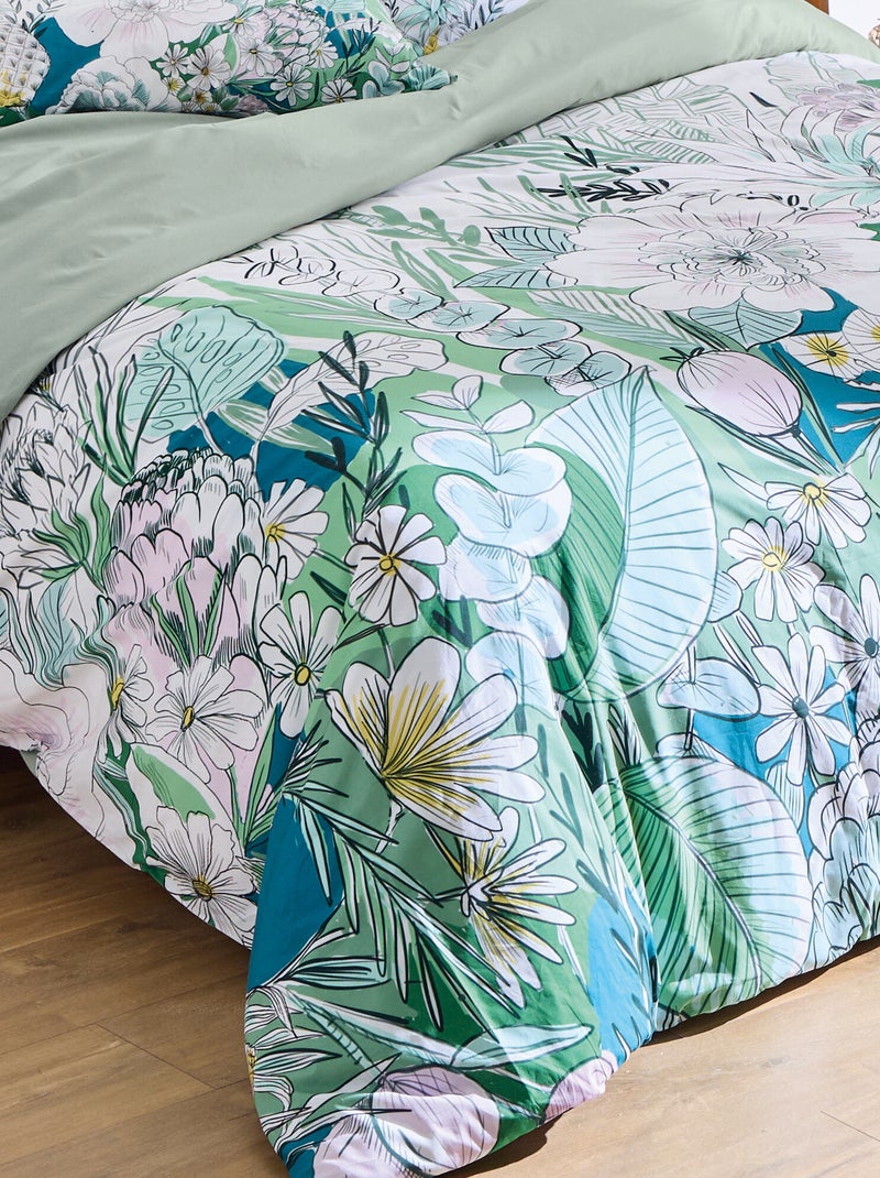 Housse de couette percale de coton collection BALI Vert - Kiabi