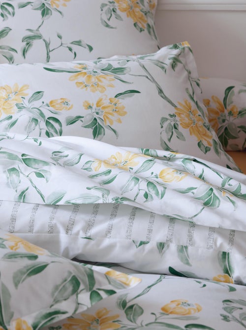 Housse de couette percale de coton floral - Kiabi