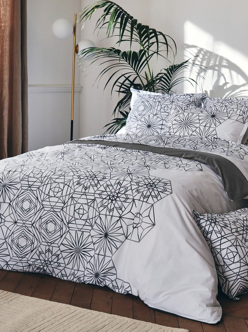Housse de couette percale de coton GABRIELLE Gris tourterelle - Kiabi