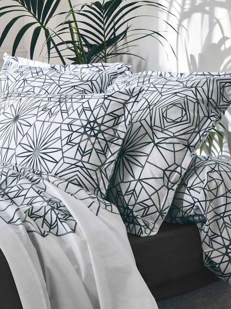 Housse de couette percale de coton GABRIELLE Gris tourterelle - Kiabi