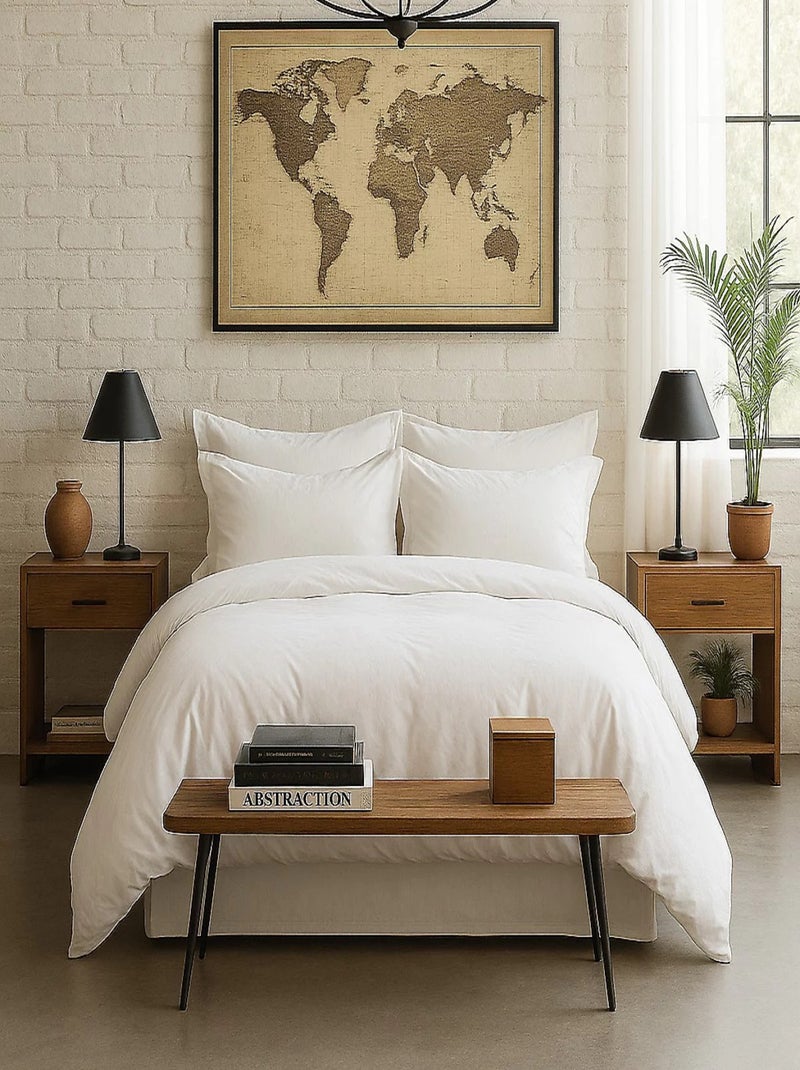 Housse de couette – Percale de coton lavé Blanc - Kiabi