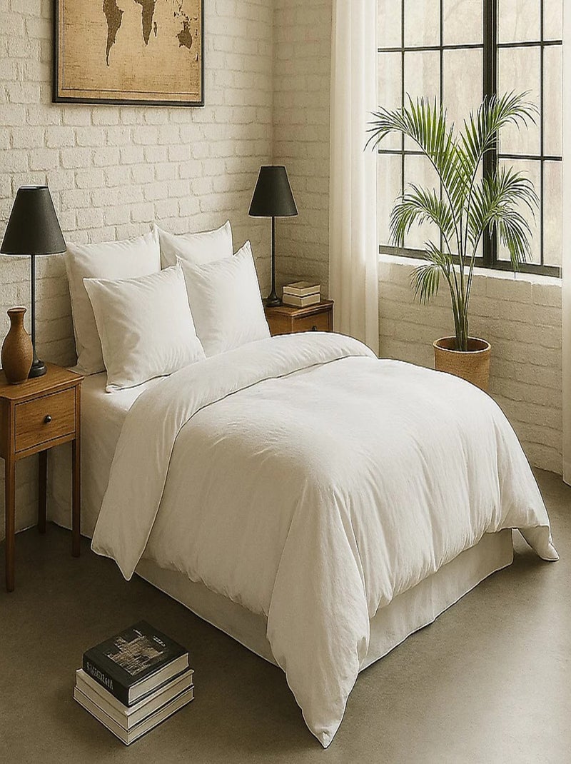 Housse de couette – Percale de coton lavé Blanc - Kiabi