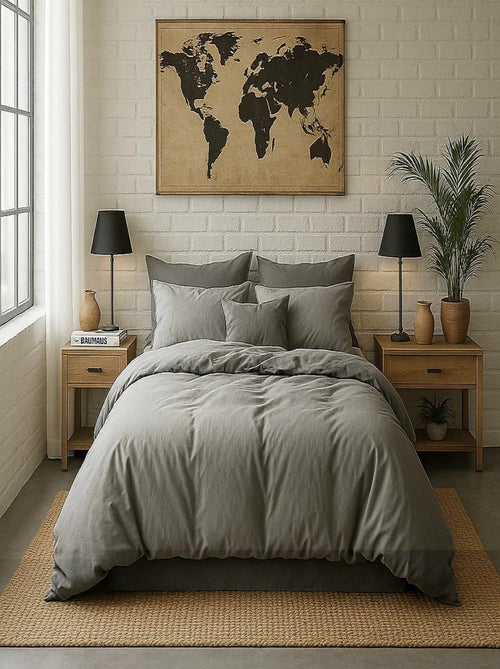 Housse de couette – Percale de coton lavé - Kiabi Housse de couette – Percale de coton lavé - Kiabi