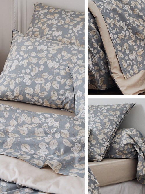 Housse de couette percale de coton LISON GRIS - Kiabi