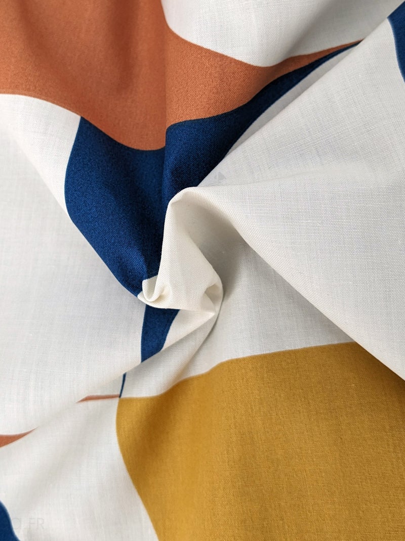Housse de couette percale de coton MODULO Bleu cobalt - Kiabi