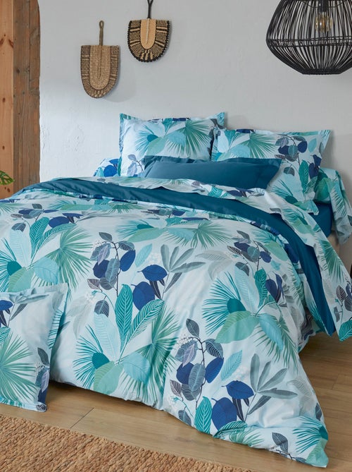 Housse de couette percale de coton MOOREA PACIFIC bleu cobalt - Kiabi