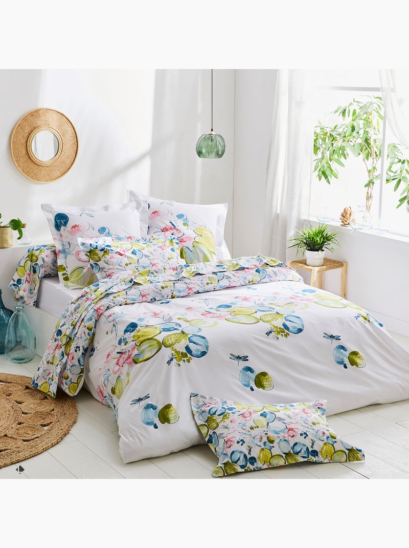 Housse de couette percale de coton NENUPHAR Gris clair - Kiabi