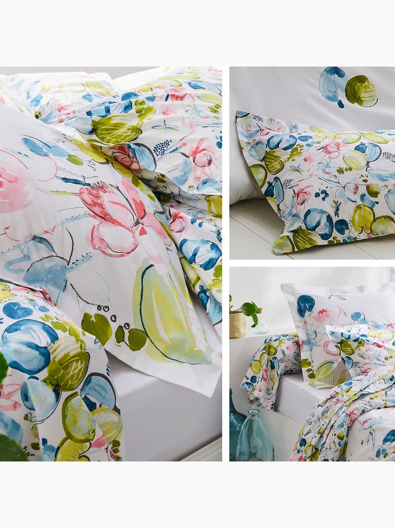 Housse de couette percale de coton NENUPHAR Gris clair - Kiabi
