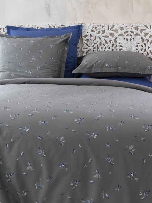 Housse de couette Percale de Coton Prune et taie d'oreiller - Kiabi