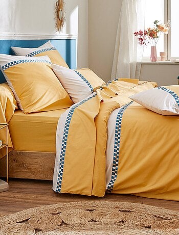 Housse de couette percale de coton ROMY AMBRE