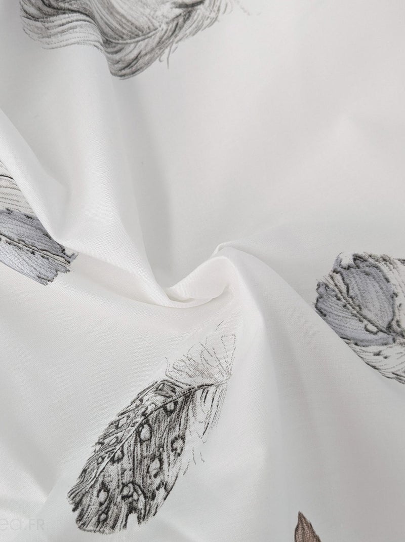 Housse de couette percale pur coton PLUMES Blanc - Kiabi