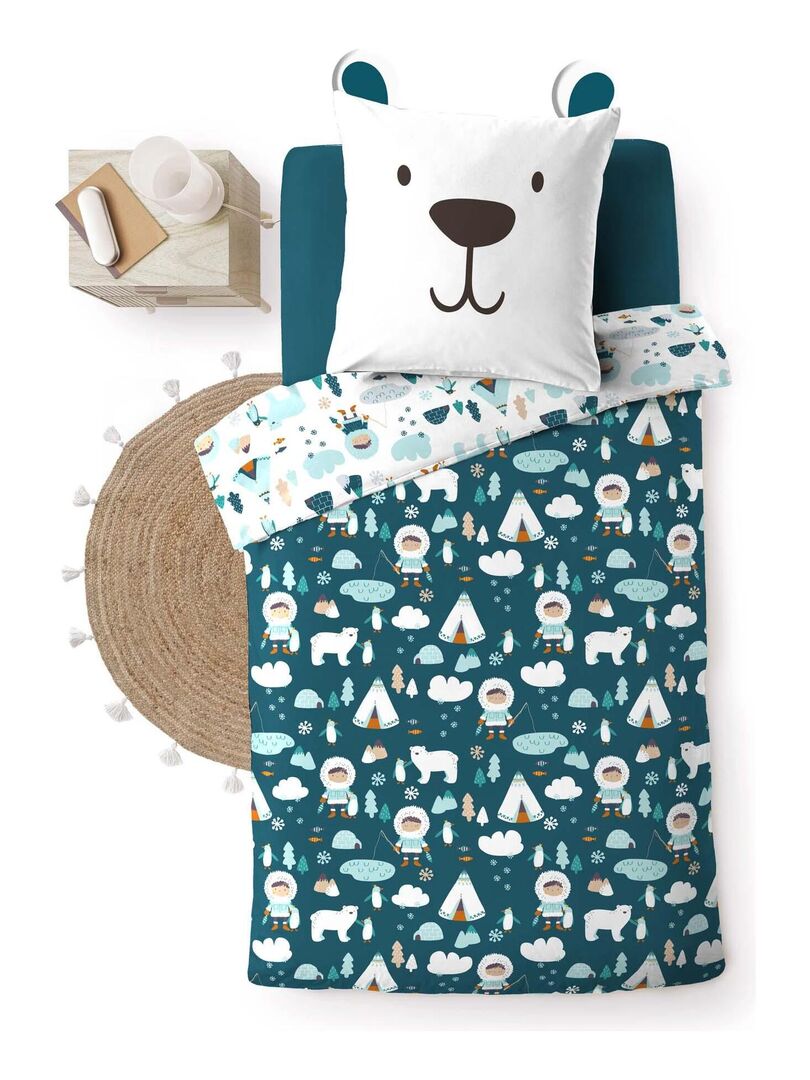 Housse de couette Petit Ourson polaire 140x200cm - Bleu - Kiabi - 23.13€