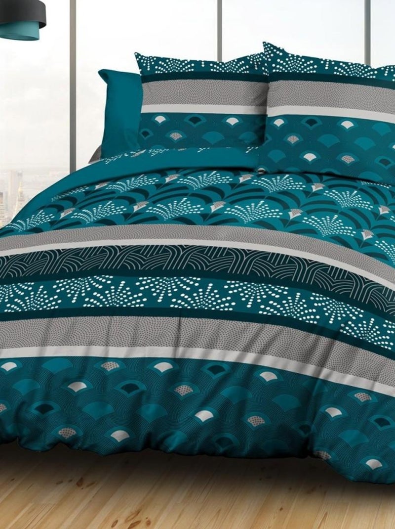 Housse de couette  Phenix bleu + taie(s) 100% coton 57 fils Bleu - Kiabi
