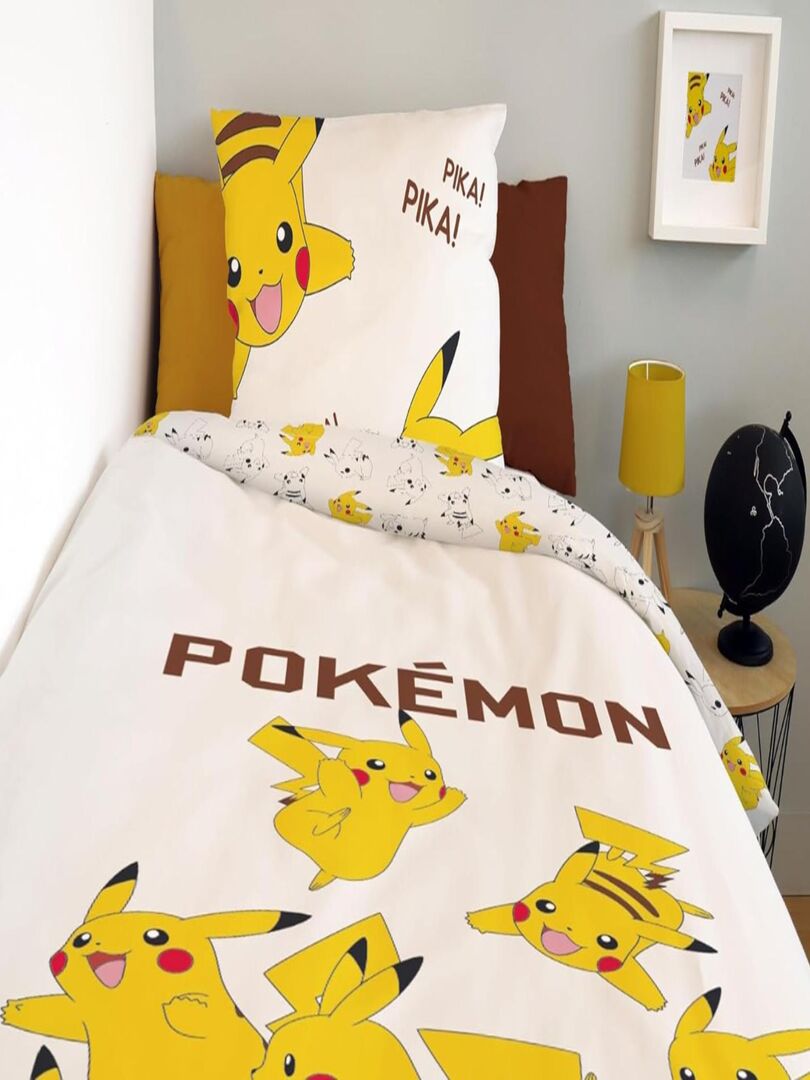 HOUSSE DE COUETTE Pikachu Pokémon 140x200 cm - 100% Coton - Ecru EUR 39,90  - PicClick FR
