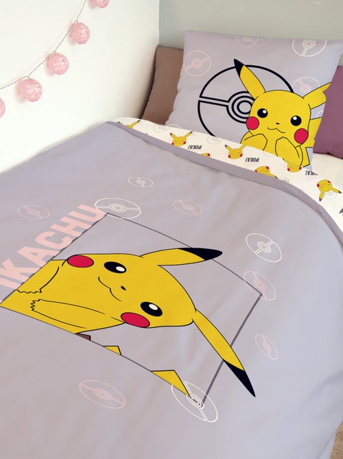 Housse De Couette Pikachu Pokémon 140x200 cm - 100% Coton - Mauve - Kiabi