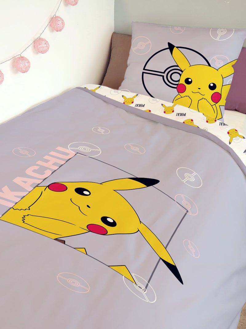 Housse De Couette Pikachu Pokémon 140x200 cm - 100% Coton - Mauve Violet - Kiabi