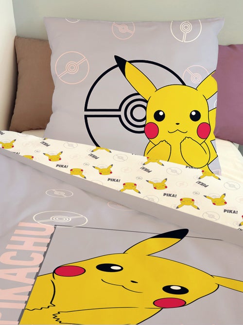 Housse De Couette Pikachu Pokémon 140x200 cm - 100% Coton - Mauve - Kiabi