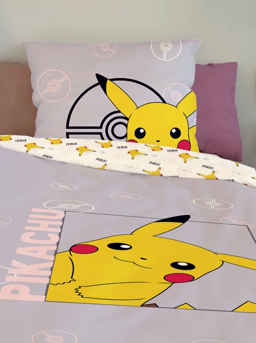 Housse De Couette Pikachu Pokémon 140x200 cm - 100% Coton - Mauve - Kiabi