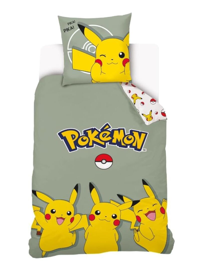 HOUSSE DE COUETTE Pikachu Pokémon 140x200 cm - 100% Coton - Ecru EUR 39,90  - PicClick FR