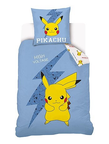 Housse de couette Pikachu Pokémon éclair 140x200 cm - 100% Coton