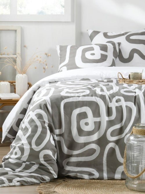 Housse de couette PINTO + 2 taies coton 57 fils - Kiabi