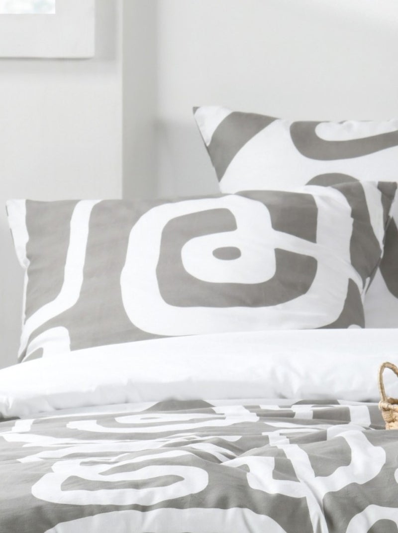 Housse de couette PINTO + 2 taies coton 57 fils Blanc - Kiabi