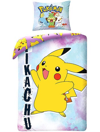 Housse de Couette Pokémon Pikachu 140x200 cm + Taie - Parure de lit enfant