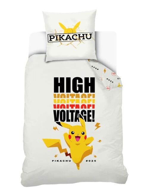 Housse de couette Pokemon Pikachu High Voltage 140x200 cm - 100% Coton - Kiabi