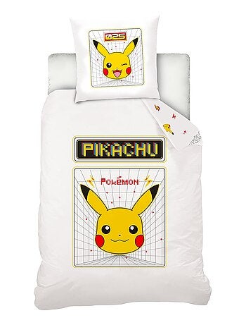 Housse de couette Pokémon Pikachu rétro 140x200 cm - 100% coton - Kiabi