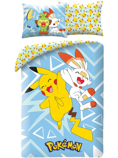 Housse de Couette Pokémon Pikachu Team 140x200 cm + taie - Parure de lit pour enfant - Kiabi
