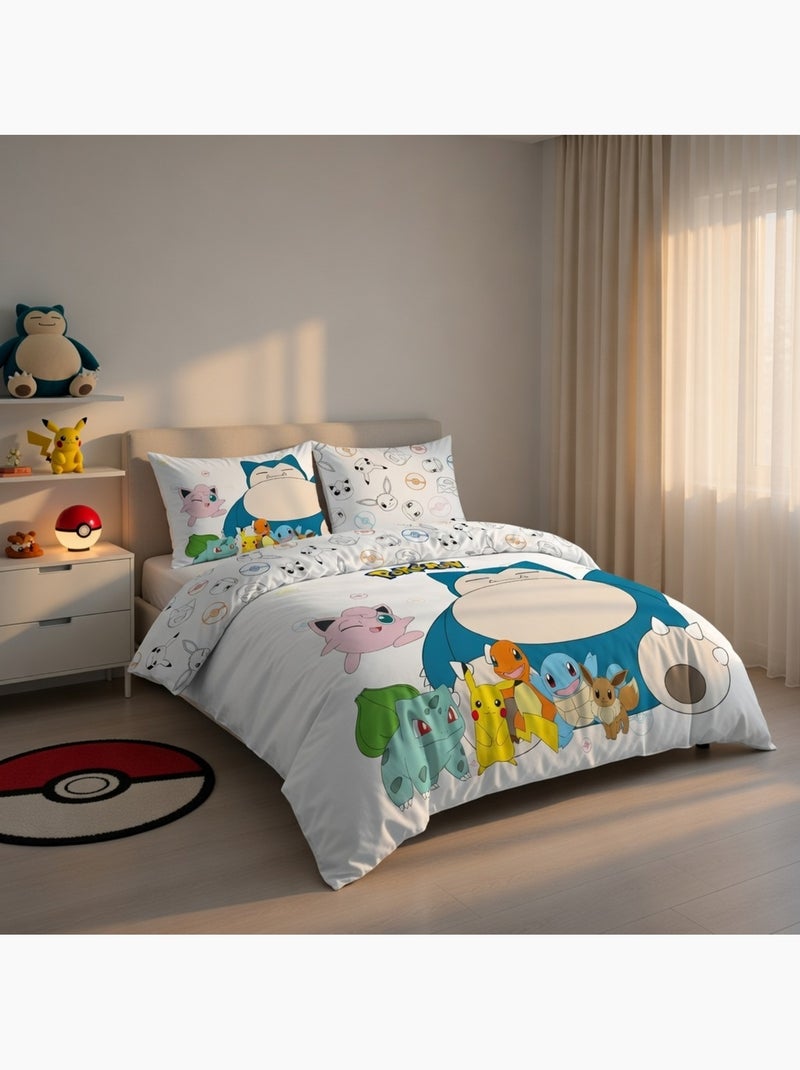 Housse de couette Pokémon première génération 2 personnes - 100% Coton Blanc - Kiabi