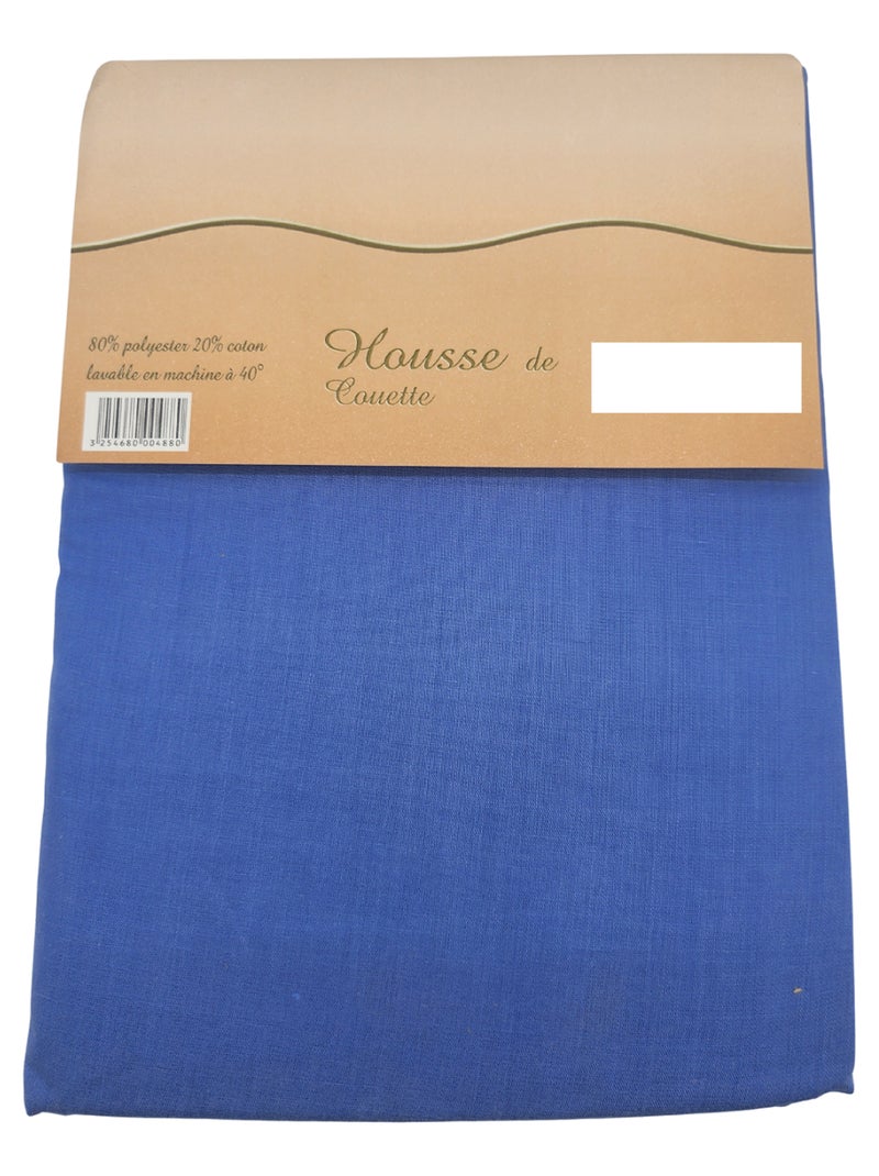 Housse de couette Polycoton - 220 x 240 Bleu foncé - Kiabi