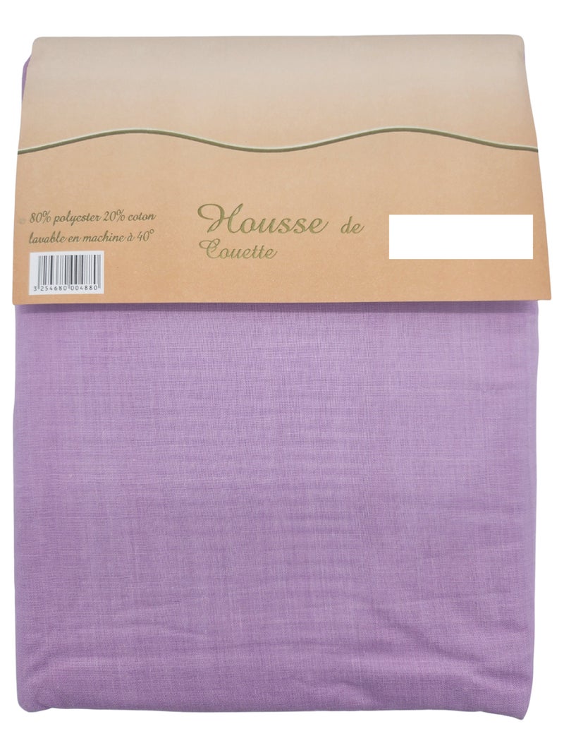 Housse de couette Polycoton - 220 x 240 Mauve lilas - Kiabi