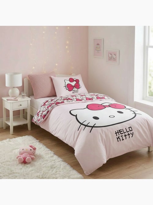 Housse de Couette Polycoton Hello Kitty Licence Officielle Sanrio 140x200cm + Taie 65x65cm - Kiabi