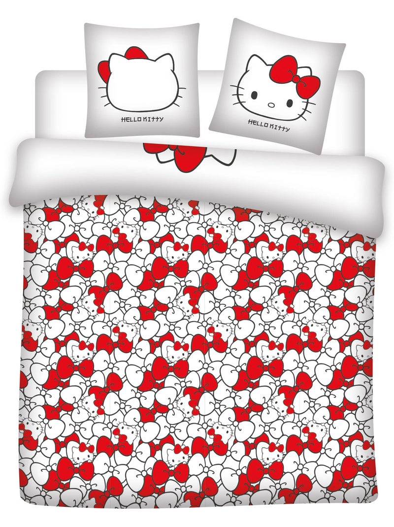 Housse de Couette Polycoton Hello Kitty Licence Officielle Sanrio 220x240cm + 2 Taies 65x65cm Beige/Blanc - Kiabi